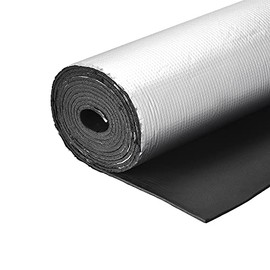 uxcell Insulation Sheet, 4mx0.5mx5mm Embossed Aluminum Foil Waterproof Heat Resistant Thermal Barrier, for Roof Wall HVAC Duct Pipe, Rubber Foam