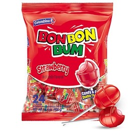 COLOMBINA Bon Bon Bum Lollipops (1 Pack) (BBB Fresa-Strawber
