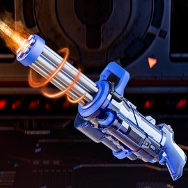 Gatling Electric Water Gun for Adults Kids Ages 8-12, Most Powerful Automatic Squirt Gun, High Powered 28-32 FT Long Range Auto Water Blaster, LED Light Outdoor Pool Swimming Toy Game(Black) - Color: Black gatling