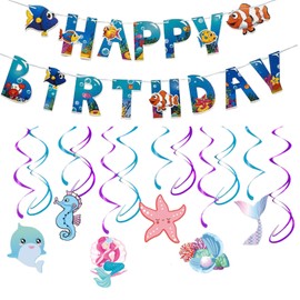 8Pcs Under The Sea Party Decorations Set, Under Sea Hanging Swirls Decor & Ocean Animal Hanging Swirls for Sea Animal Hanging Decorations &Under The Sea Party Decorations and Room Decorations