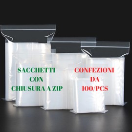 Clear Plastic Bags Bags with Ziplock Resealable Airtight for Freezer Food Large and Small Heavy Duty Milleusi(100, 23x32 CM)