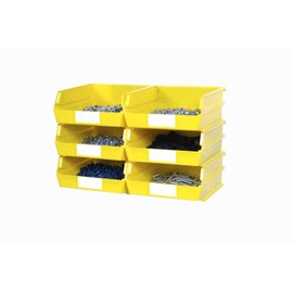 Triton Products 3-235YWS LocBin 8 Piece Wall Storage Unit with 10-7/8 Inch L x 11 Inch W x 5 Inch H Yellow Interlocking Poly Bins, 6 CT, Wall Mount Rails 8-3/4 Inch L with Hardware, 2 pk