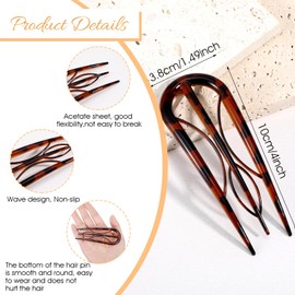 4 PCS French Twist Hair Pin Hairpin Women Plastic U-Shaped Sticks Large Styling Clip for Long Thick Hair for Different Hairstyles