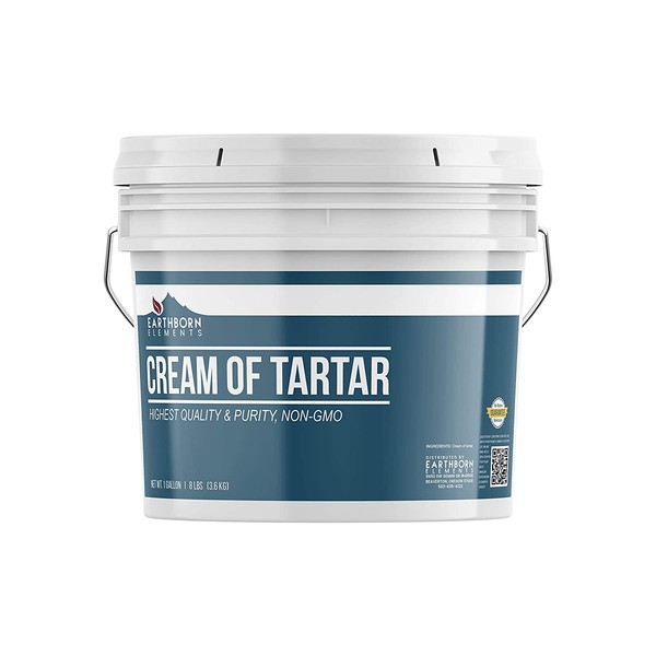 Cream of Tartar (1 Gallon) Highest Purity, Baking Additive, Non-GMO, Gluten-Free, Natural, DIY Bath Bombs, Resealable Bucket by Earthborn Elements