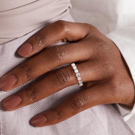 CAIDIKA 7 Gemstone Promise Ring 925 Sterling Silver Opal October Birthstone Rings Wedding Anniversary Jewelry Stackable Opal Rings Size 8