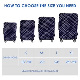 Adorila Travel Luggage Cover Suitcase Protector, Washable Suitcase Cover Fits 18-20 Inch, Diagonal Lattice, S