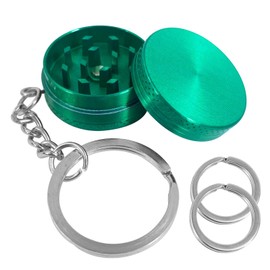 yacool Mini Metal Spice Grinder, Manual 1.18 inch Green Crusher Grinder, with 2 25mm Key Chain Rings, Portable Cute Key Chain Grinder for Men and Women