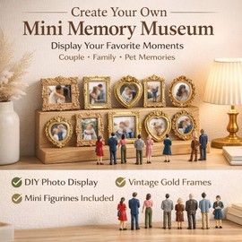Mini Vintage Picture Frames, Gold Craft Decor, 24 Frames and 24 Figurines