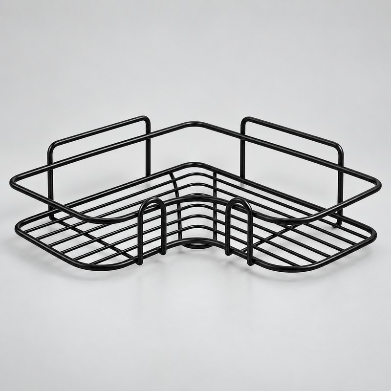 1PC Wall Mounted Non-Perforated Metal Triangle Storage Rack for Bathroom