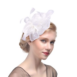 Fascinators Hat Mesh Net Veil Headband Flower Ribbons Veil Party Hat Ascot Hats Feather Headband Headpiece Hat Hairband Feather Hair Band Pillbox Hat Fascinator Party Headwear for Women Girls