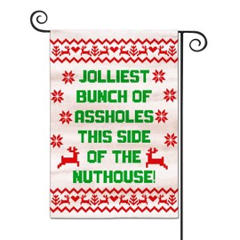 LHMUYU Jolliest Bunch Of Assholes This Side Of The Nuthouse Home Decoration Garden Yard Flags Sign for Indoor and Outdoor Polyester Flag Double Sided 12 x 18 Inch