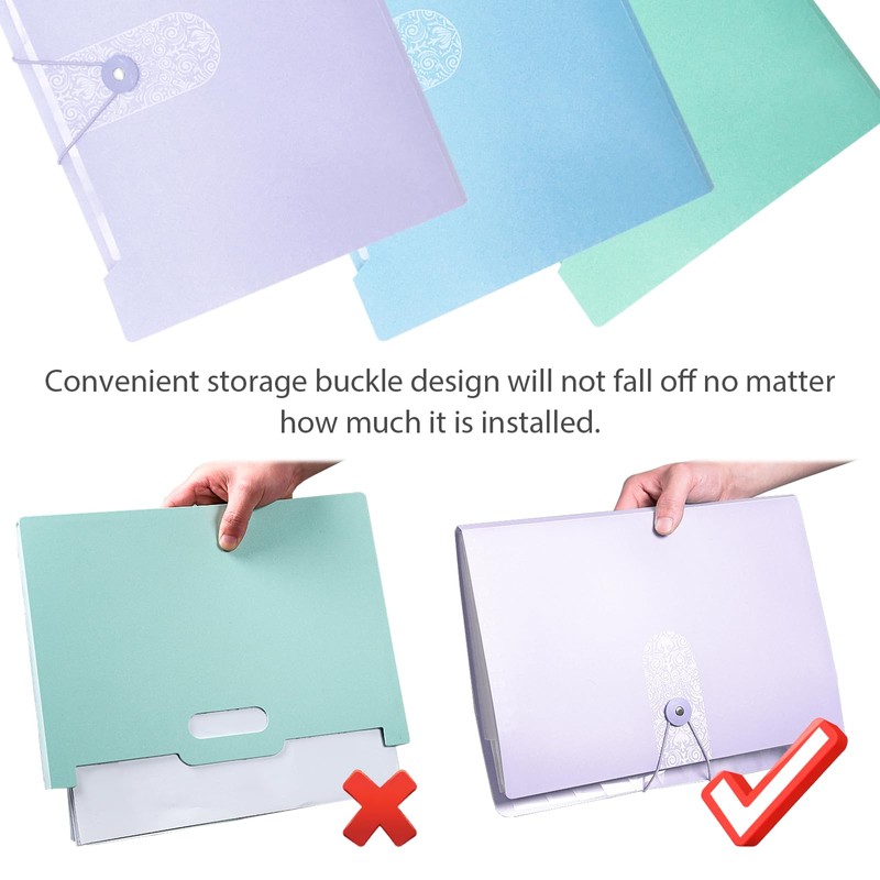 3 Pcs Expanding File Folder 12-Pocket Document Organiser for Paperwork