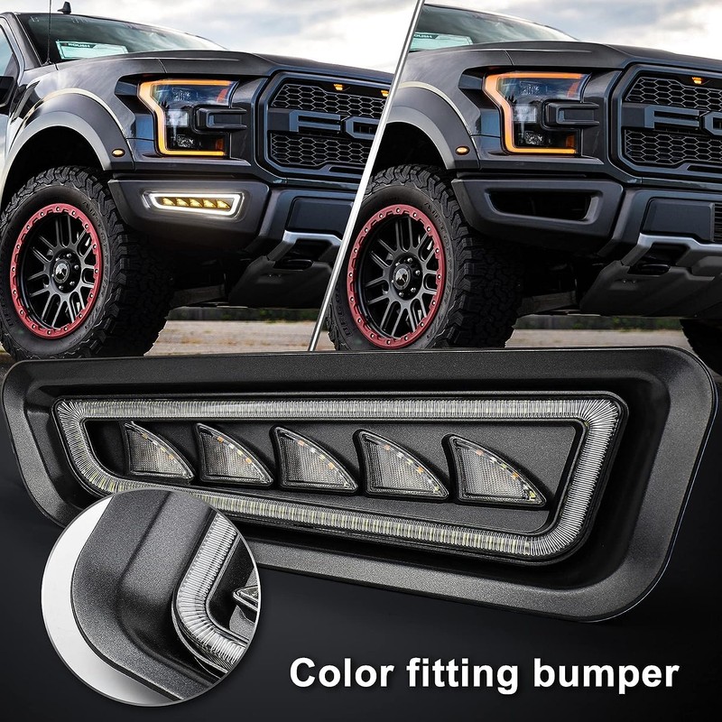 MOVOTOR Ford Raptor Fog Lights with Ice Blue LED Amber