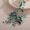 Teyglen Green Crystal Bride Flower Wedding Hair Vine Handmade Rhinestone