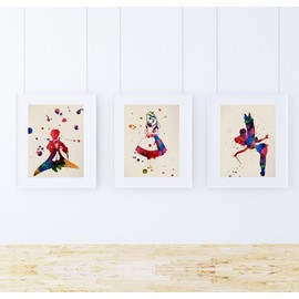 Nacnic Set of four sheets of children's story. Watercolour style posters with pictures of children's stories. Home decoration. Sheets for framing. 24 x 30 cm. Without frame.