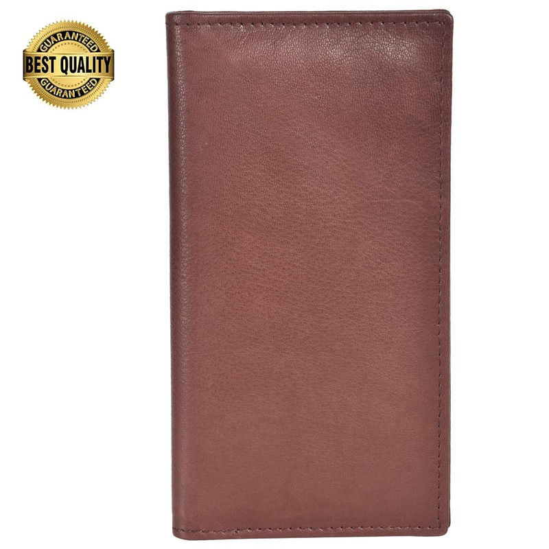 Leatherboss Genuine Leather Slim Checkbook Cover Holder for men women,
