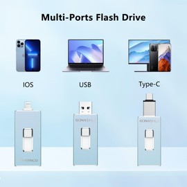 Patianco Apple MFi Certified 512GB iPhone/iPad USB Flash Drive, Lightning Connector, USB 3.0, 100/625 MB/s Read/Write, Portable Photo Stick for iPhone/iPad/Computer, Blue