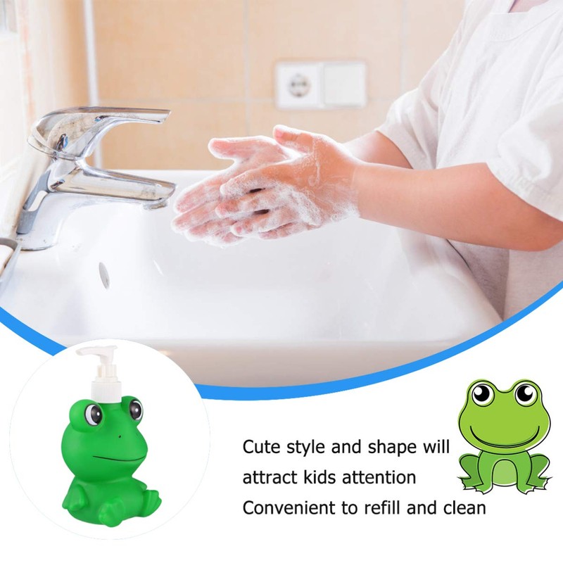 HEMOTON 300 ml Soap Dispenser Bottles Cute Frog Bottles Empty