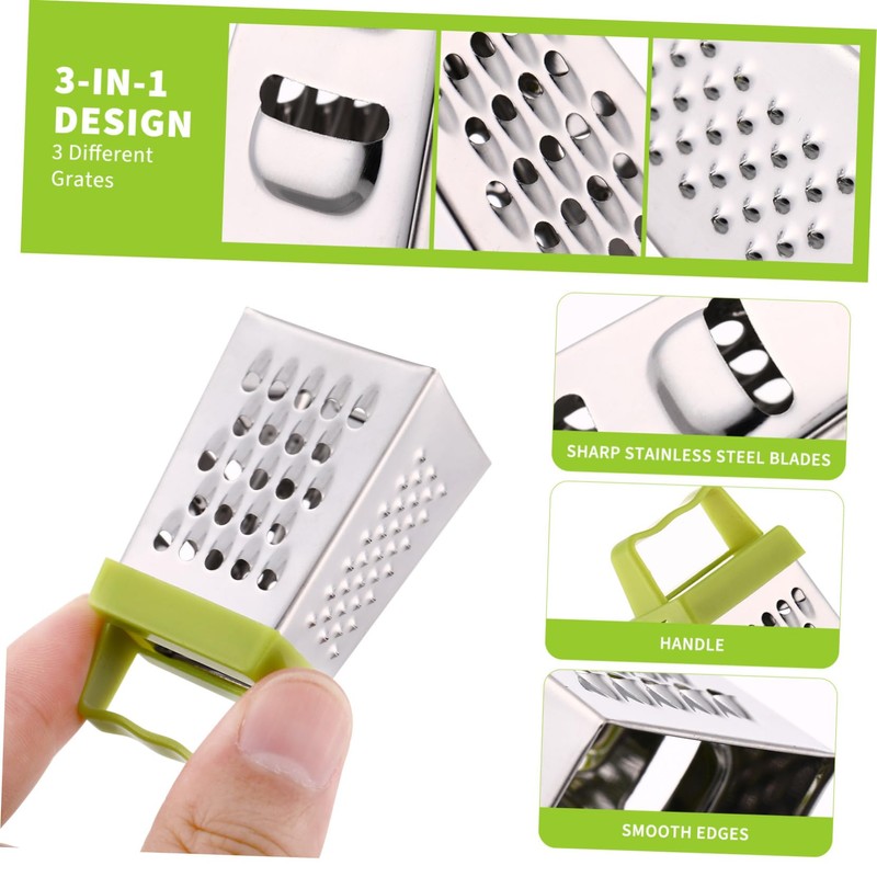iplusmile 3-Piece Stainless Steel Mini Grater Set Cheese Shredder Vegetable