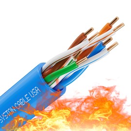 Syston Cable Technology Cat 5e Ethernet Network Cable - 30 FT，350MHz 24AWG Solid Bare Copper Wire Outdoor/Indoor, Bulk No Ends 10 Ft to 1000 Ft Available, Heat Resistant Plenum Rated - CMP