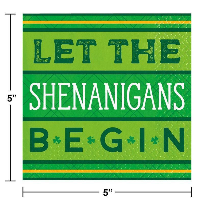 Shenanigans St. Patrick's Day Beverage Napkins, 48 Count