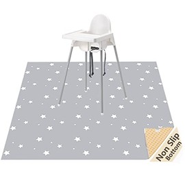 51â Splat Mat for Under High Chair/Arts/Crafts, Womumon Washable Spill Mat Waterproof Anti-Slip Floor Splash Mat, Portable Play Mat and Table Cloth (Star, 130x130cm)
