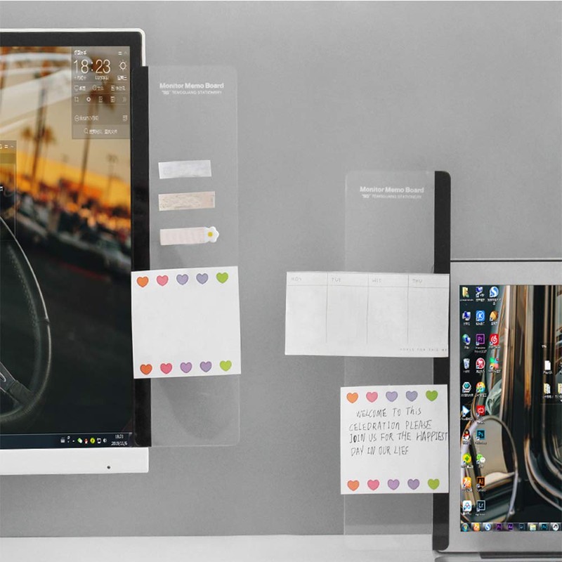 Monitor Memo Board Computer, Monitor Sticky Note Holder, Acrylic Transparent