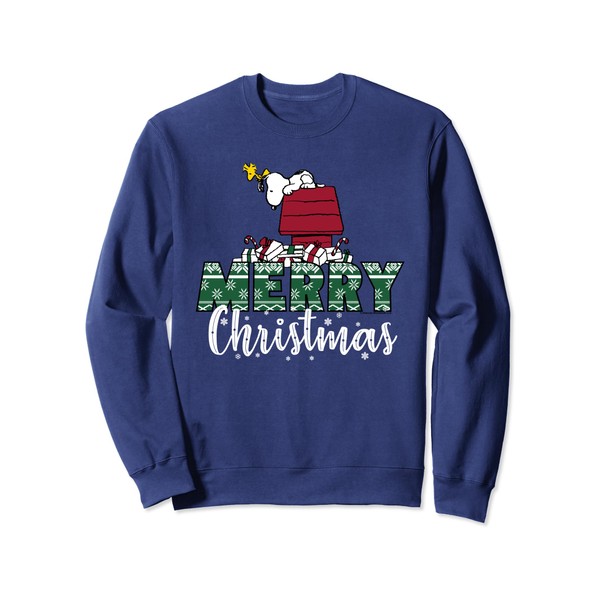 Peanuts Snoopy & Woodstock Merry Christmas Sweatshirt, blue