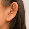 Inilbran Boho Rhinestone Leaf Earrings Stick Ear Wrap Earring Gold