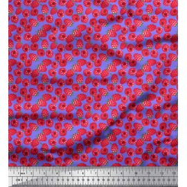 Soimoi Purple Moss Georgette Fabric Raspberry Fruits Printed Craft Fabric by the metre 42 Inch Wide