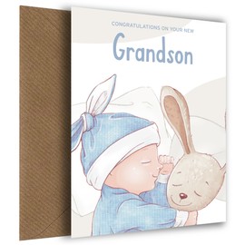 Congratulations New Grandson Card - Luxury Grandparents Cards for New Baby Boy or First Time Grandmother & Grandfather, New Baby, Grandson