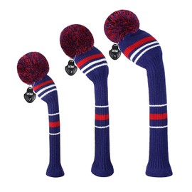 Scott Edward Knitted Golf Club Head Covers for Woods 3Pcs Set Golf Driver (460CC) Fairways and Hybrid/UT with Rotating Number Tags(Navy Blue)