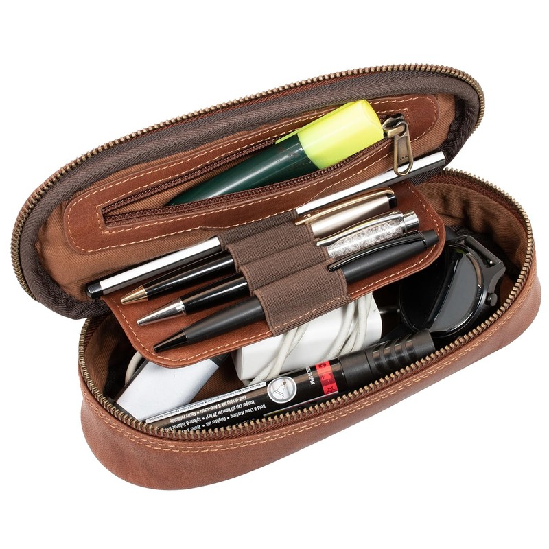 Marc Peter® Vintage Leather Pencil Case with YKK Zip, Pencil