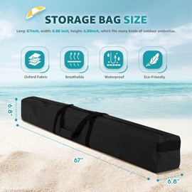 boyspringg Patio Umbrella Storage Bag 67 Inch Waterproof Outdoor Beach Umbrella Storage and Carrying Bag Black Hammock and Steel Stand Storage Bag 420D