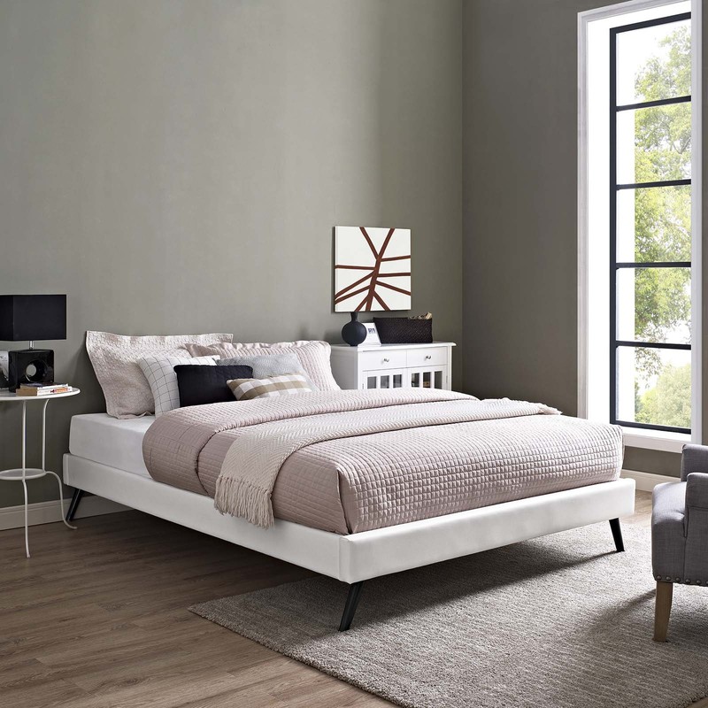 Modway Loryn Faux Leather King Platform Bed Frame with Wood