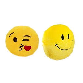 Blue Tree Emoji Pillow Cushion in Yellow Colour Multi Faces Best Kids, Boyfriend, Girlfriend, Friends Pack of 2