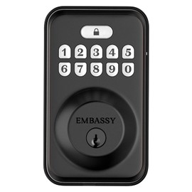 Embassy Door Lock Electronic Keyless Entry with Antimicrobial Illuminated Keypad Security Deadbolt Lock 20 User Codes Auto and 1-Button Locking Front Door Garage or Office (US10b)