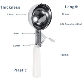 1Pcs Ice Cream Scoop,Stainless Steel Fruit Ice Cream Mashed Potato Scoop Practical Kitchen Food Scoop with Plastic Handle Kitchen Tool (8cm)