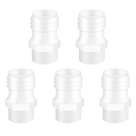 Quickun Plastic Hose Barb Fitting, 3/4" Barb to 1/2" Male Thread White Adapter Union Fitting ( Pack of 5 )