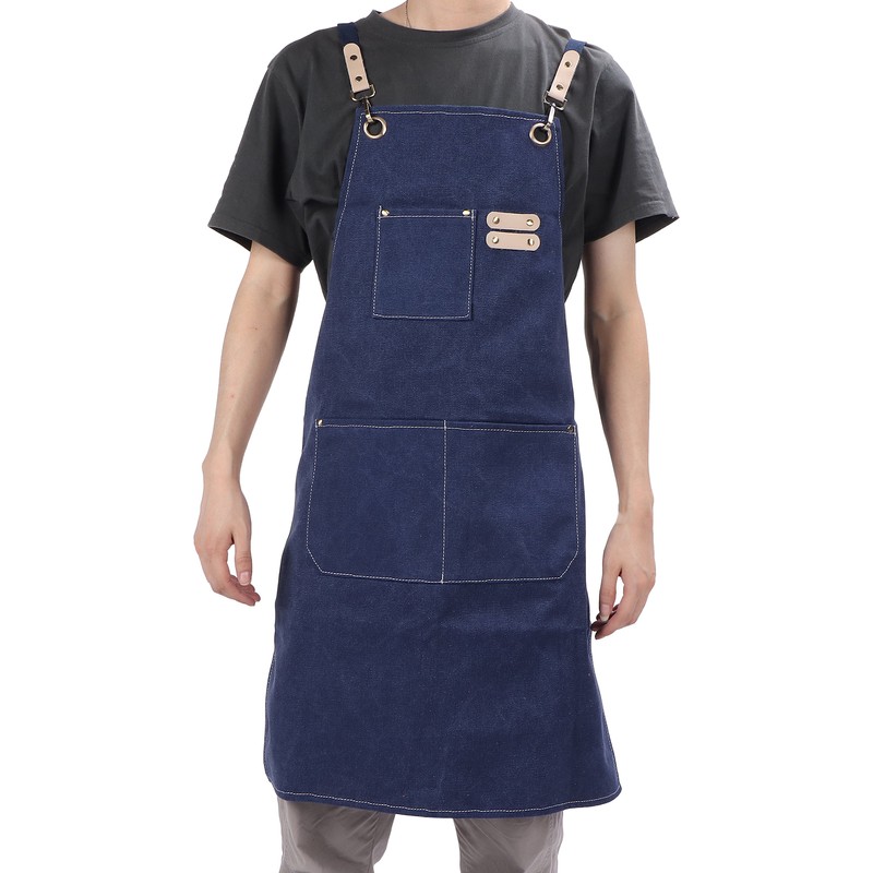 Cotton Canvas Apron Adjustable Cross Back Apron Kitchen Cooking Apron
