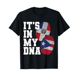 Dominican And Puerto Rican DNA Heritage Flag Gift T-Shirt