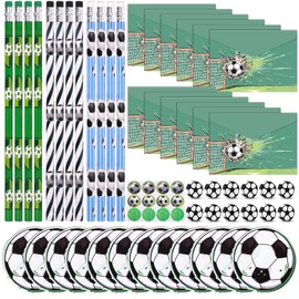RNHDLY Pack of 48 Party Bags Football Birthday 12 Football Invitation Cards Boys 12 Football Envelopes 12 Football Pencil and 12 Football Erasers for Football Party Children's Birthday Party