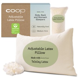 Coop Home Goods Adjustable Latex Pillow Queen, with Talalay Latex & Microfiber Fill, Best Pillows for Sleeping, Naturally Cooling, Eco-Friendly, Medium Firm Pillow for Back, Stomach or Side Sleepers