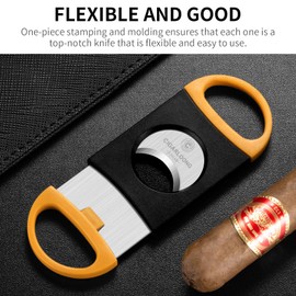 CIGARLOONG Cigar Cutter Plastic & Stainless Steel Cut for 25mm Cigars,Shrap Double Cut Blade (Blue+Grey)
