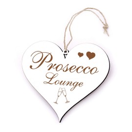 Sign Heart Lettering Prosecco Lounge Engraved Door Sign 13 x 12 cm