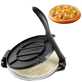 Happybuy 8-Inch Tortilla Press, Heavy Duty Cast Iron Roti Maker, Pre-Seasoned Tortilladora, with 100 Pcs Parchment Paper, Dough Press for Flour Tortillas and Tawa – Silver