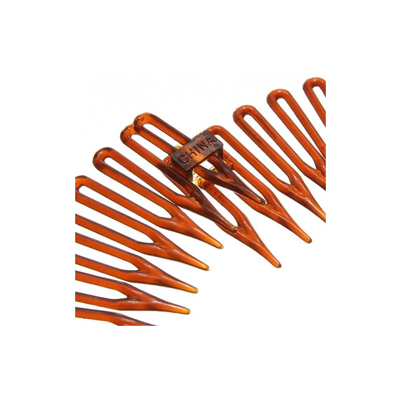 Brown Plastic Stretch Sport Hair Band Full Circle Flexible Comb