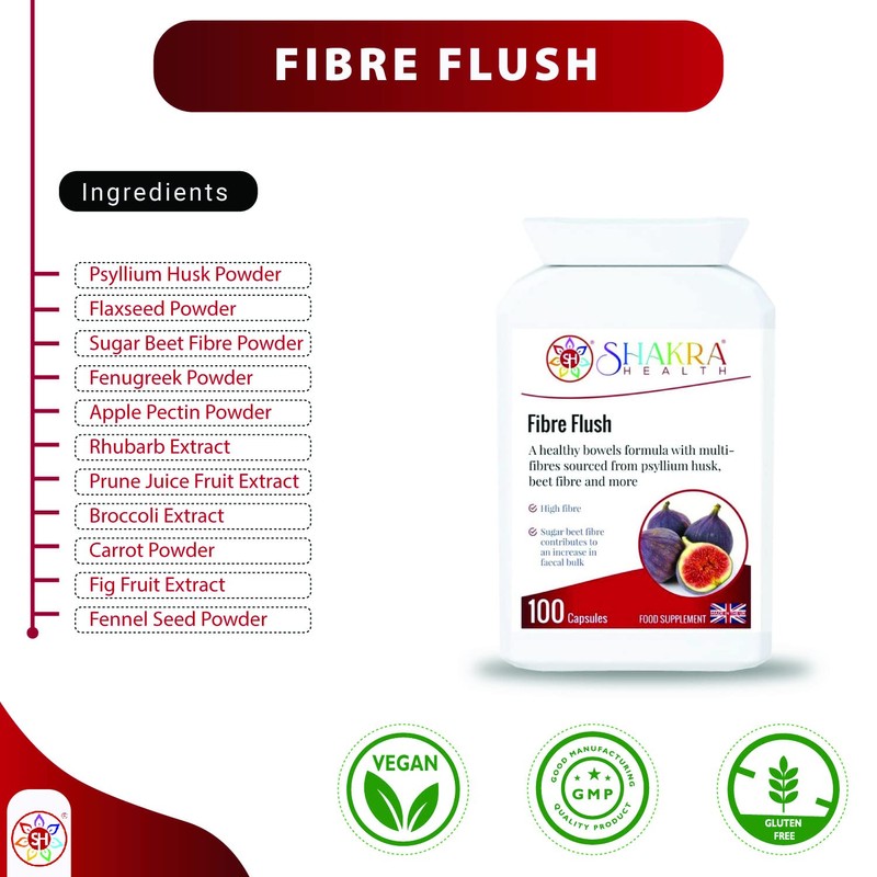 Fibre Flush 100 Capsules to Cleanse The Gut, Increase Stool