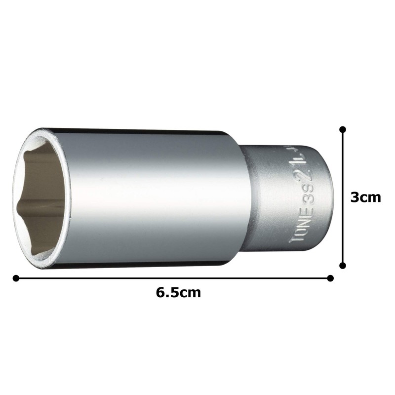TONE Deep Socket (6 Angle) 3S-21L Drive Angle 0.3 inch