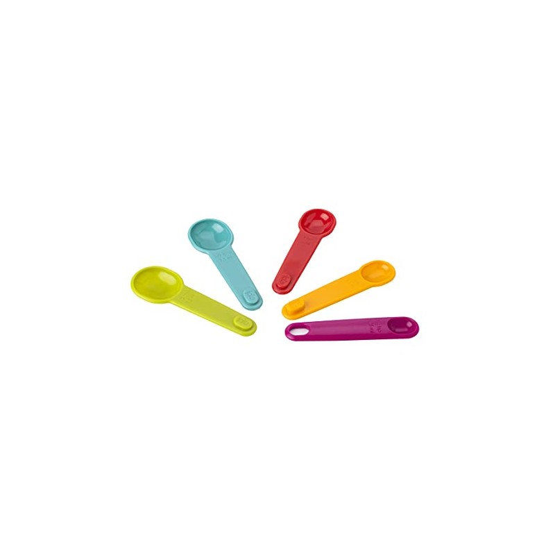Joie Measuring Spoons, Assorted Colors, Imperial and Metric Measurements, 5-Piece